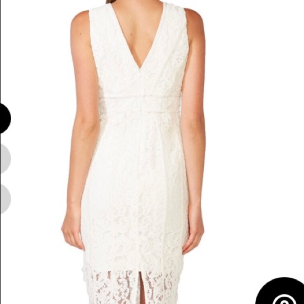 BARDOT HALTER LACE DRESS IN IVORY